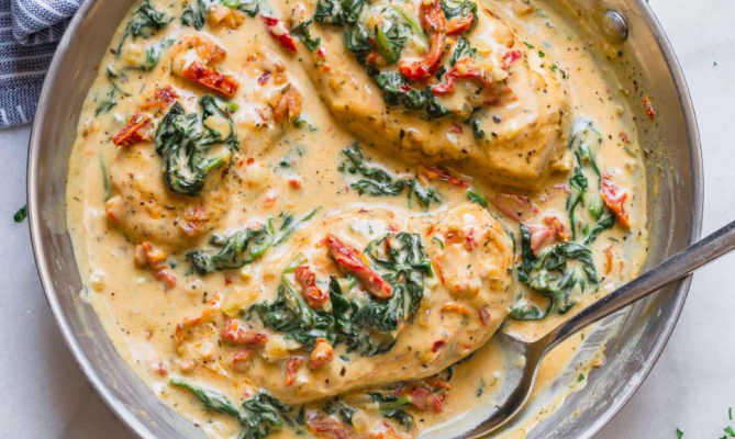 Chicken and Spinach in Creamy Parmesan Sauce