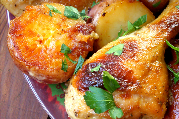 Buttermilk Ranch Roasted Chicken With Potatoes.
