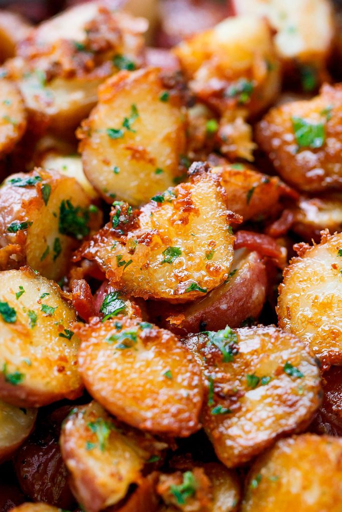 Roasted Garlic Butter Parmesan Potatoes Are Crispy and Golden - Kitchen ...