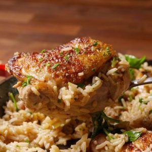 Nothing Beats Crispy Chicken Thighs With Rice