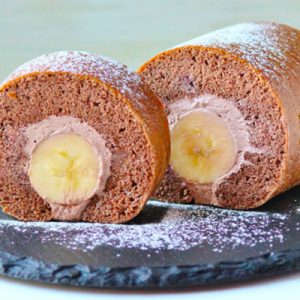 Chocolate Banana Swiss Roll Cake