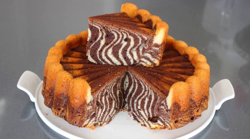 Eggless Zebra Cake