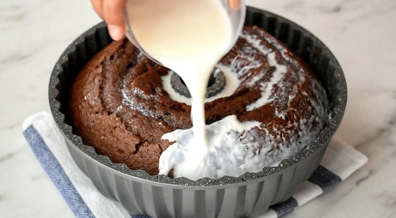 Eggless Hot Milk Chocolate Cake