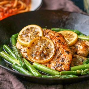 Pan-Fried Lemon Chicken Fillet with Asparagus